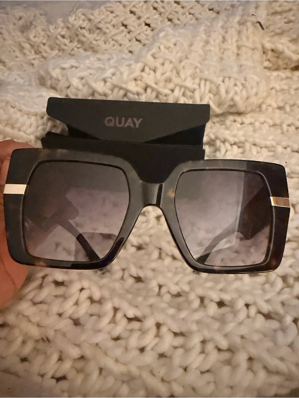 Quay Australia Black Sunglasses Case with Embossed Logo